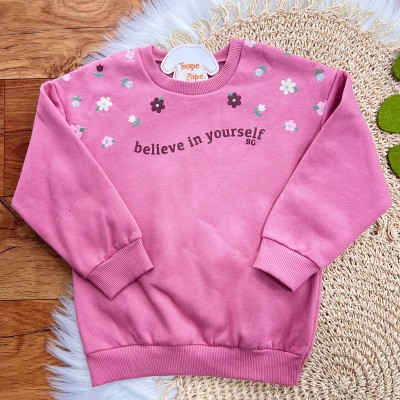 Conj. Blusão de Moletom Believe in Yourself e Calça Legging Canelada- Rose e Uva